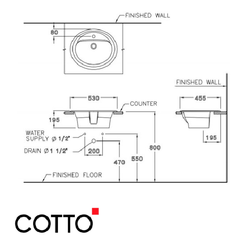  Chậu Rửa Lavabo COTTO C008 Jupiter Dương Bàn 