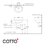  Chậu Lavabo COTTO C013 Kensington 20 Treo Tường 