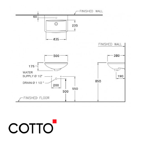  Chậu Lavabo COTTO C001057 Đặt Bàn Simply Modish 