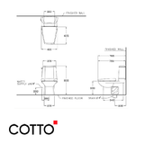  Bàn Cầu COTTO C1341 hai khối thân chử U 