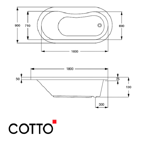  Bồn tắm nằm COTTO BH225PP(H) WH 