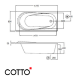  Bồn tắm nằm Cotto BT1052PP(H) WH 