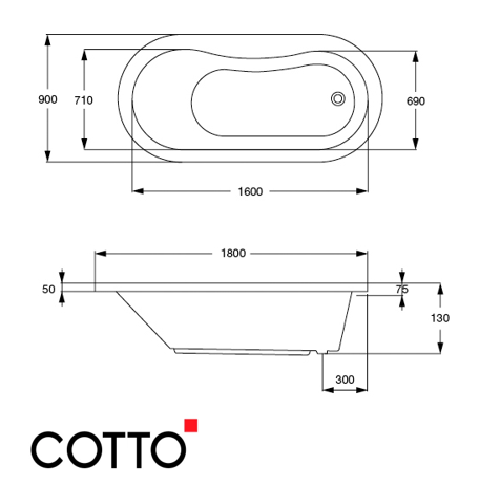  Bồn tắm nằm COTTO BT202PP(H) 