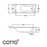  Bồn tắm COTTOBT215PP(H) WH 