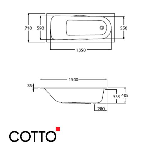  Bồn tắm COTTOBT215PP(H) WH 