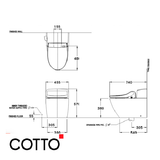  Bồn cầu COTTO Một khối C100327(CVX) khối cảm ứng Tunio 