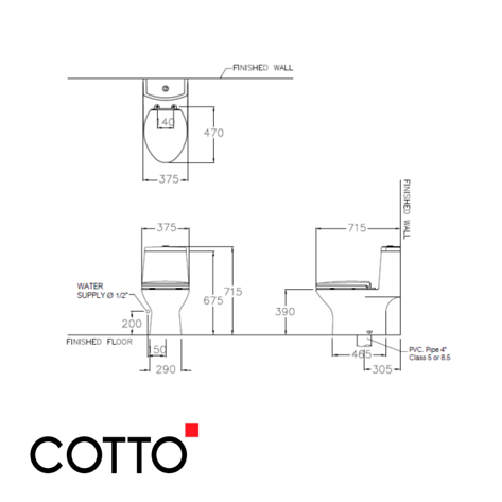  Bồn Cầu COTTO C1053 Một Khối Micc Xả Nhấn 