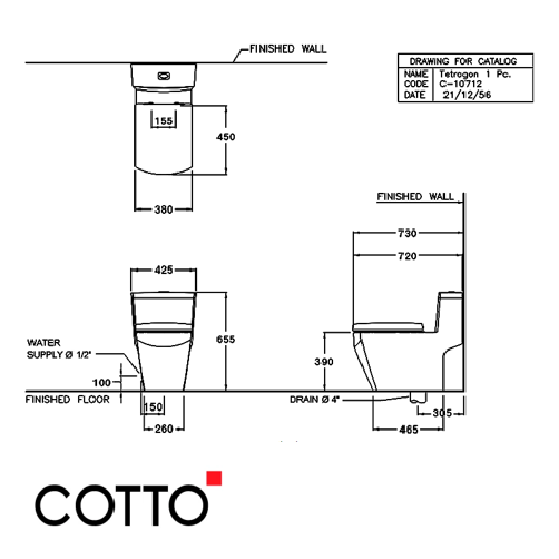  Bàn Cầu 1 khối COTTO C107127 Tetragon 