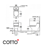  Bồn Cầu COTTO C1111 Một Khối Victor Xả Nhấn 