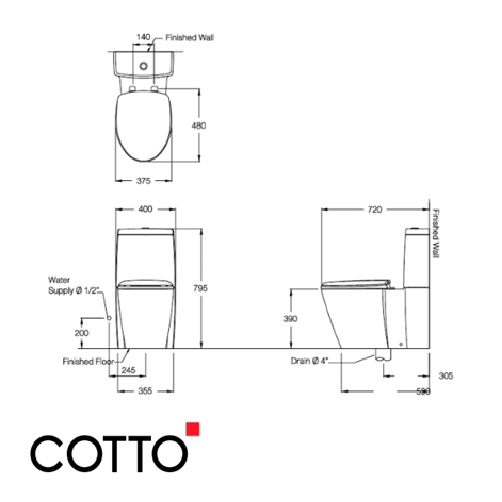  Bàn cầu COTTO C12017- Charisma 