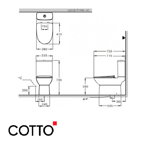  Bồn Cầu COTTO C126207 2 Khối Mood 