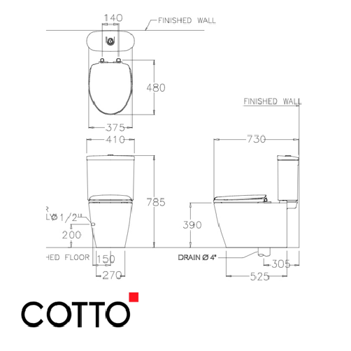  Bồn Cầu COTTO C16817 Hai Khối 