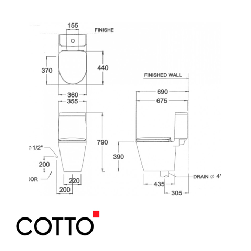  Bồn Cầu COTTO C17027 Hai Khối Space Solution 