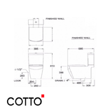  Bồn Cầu COTTO C17087 Hai Khối Tetragon Xả Nhấn 