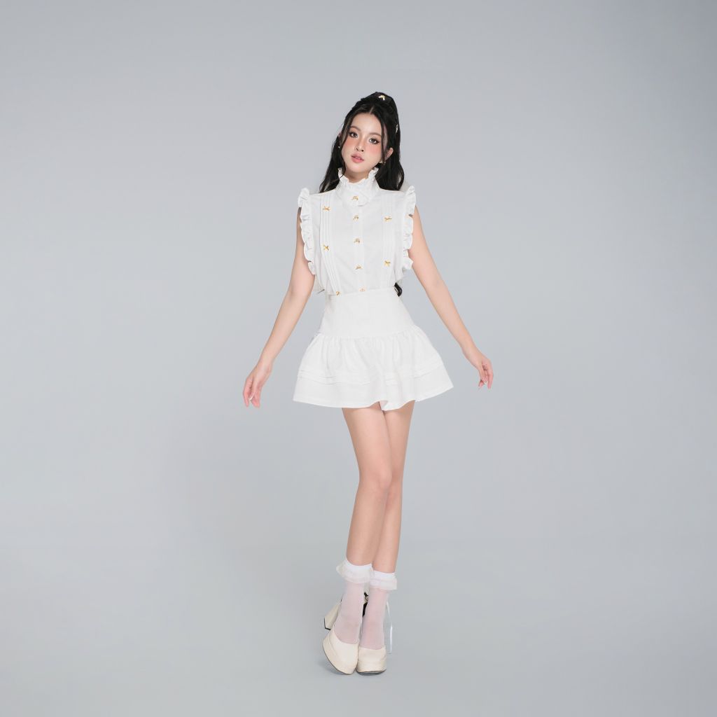  Twinkle Yellow Bow Top - Áo trắng S647A1 