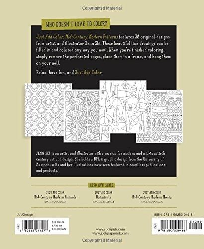 Just Add Color: Mid Century Modern Patterns : 30 Original Illustrations to Color, Customize, and Hang_Jenn Ski_9781592539468_Rockport Publishers Inc