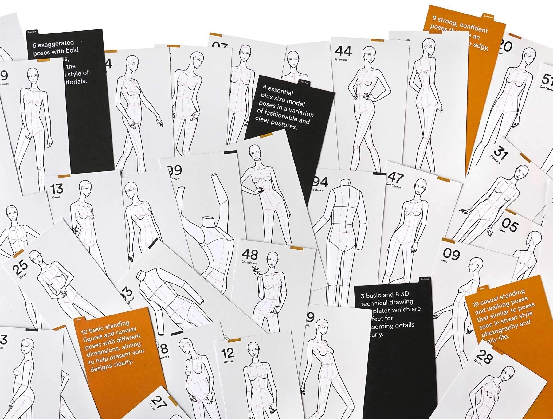Poses for Fashion Illustration (Card Box) : 100 essential