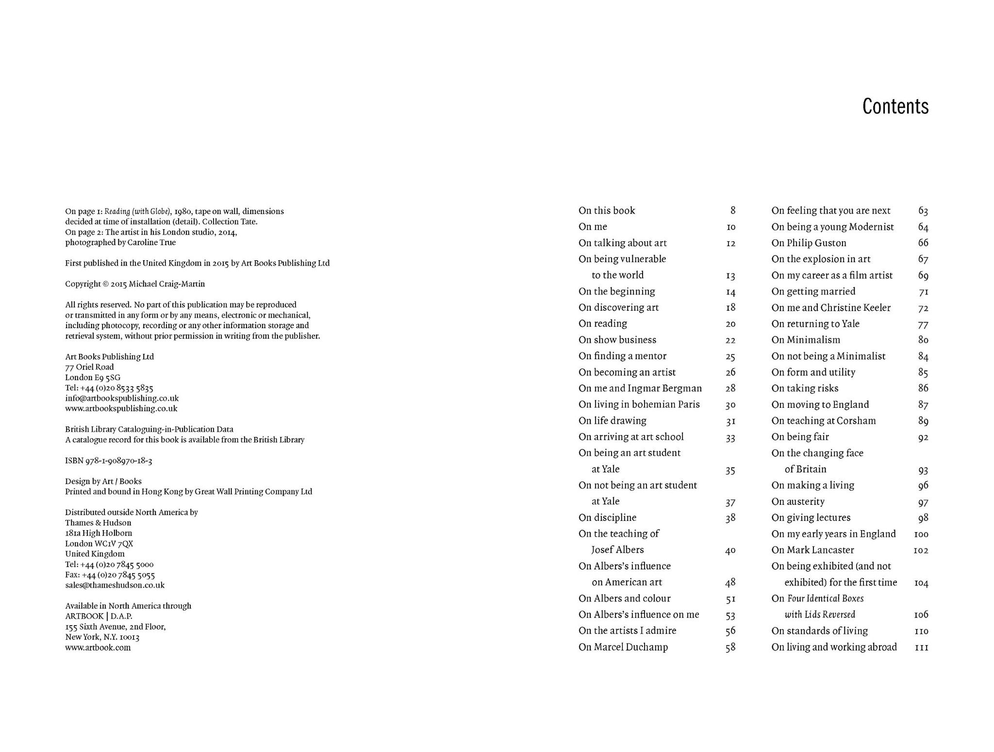  On Being An Artist_Michael Craig-Martin_9781908970503_Art / Books 