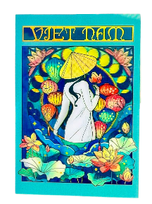 Lenticular Postcard - HL Art Nouveau Ao Dai & Lotus