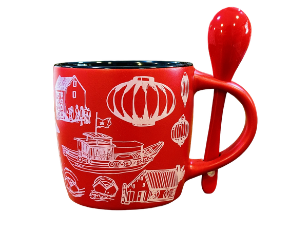 CERAMIC MUG - RED COFFEE AND TEA