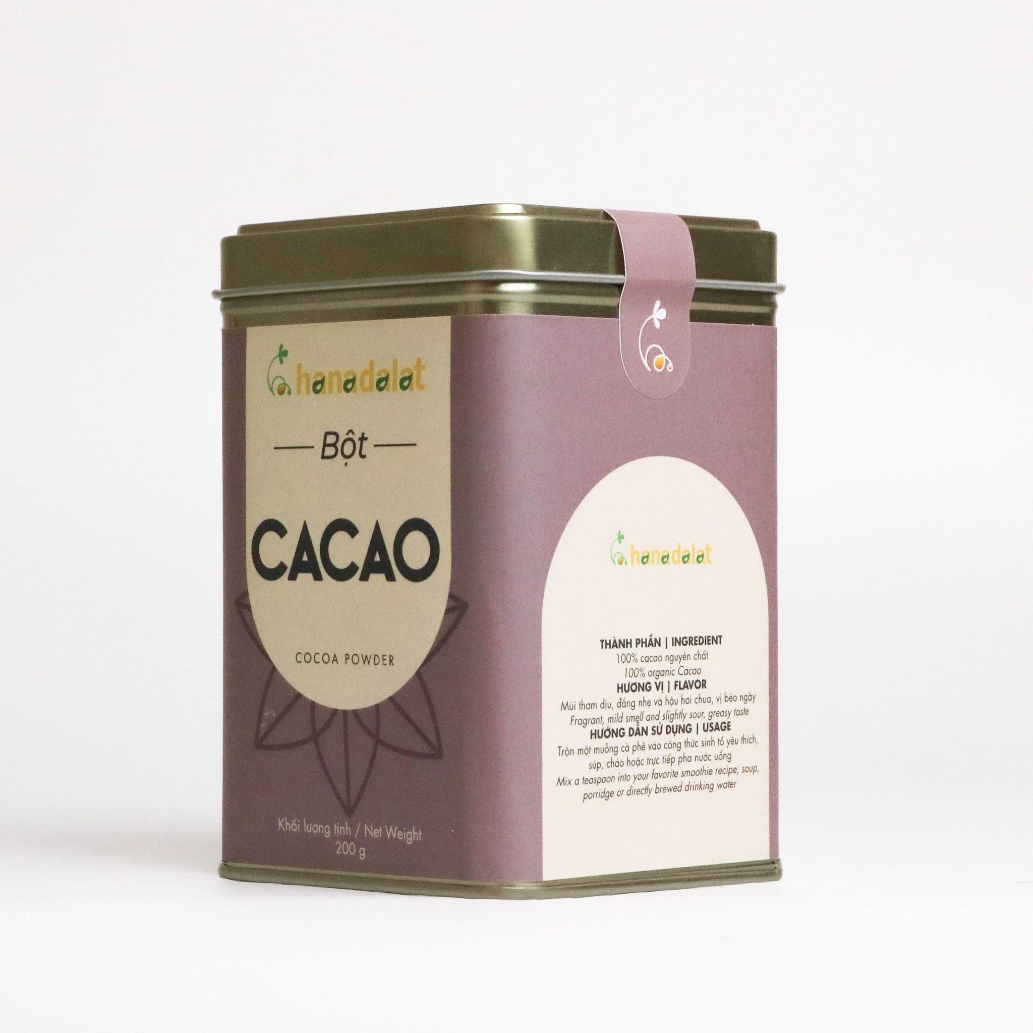  Bột Cacao HanaDalat - Lon thiếc 200g 