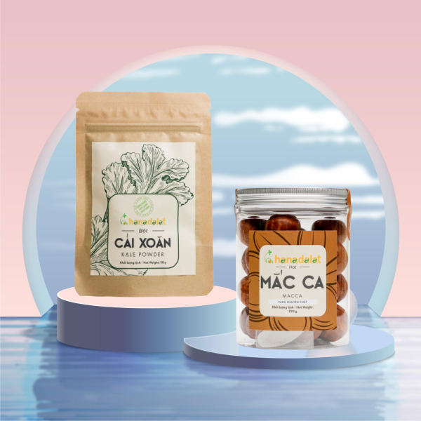  [COMBO KHUYẾN MÃI GIẢM 50%] Hana Dalat Bột Cải Xoăn - 50gr + Hạt Macca Sấy – 250gr – bổ sung các chất chống oxi hóa, cải thiện sức khỏe tim mạch và não bộ 