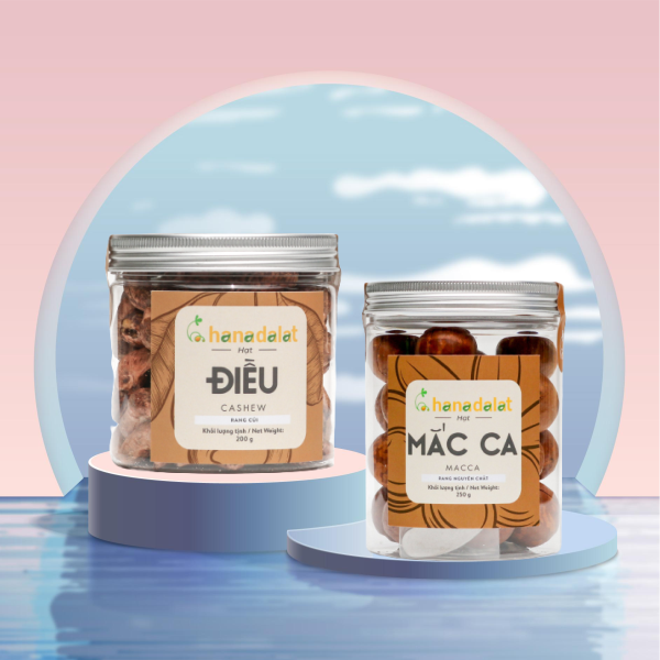  [COMBO KHUYỄN MÃI MUA 1 TẶNG 1] Hana Dalat Hạt Macca - 200gr + Hạt điều rang muối - 200gr – tăng cường sức khỏe tim mạch, cải thiện chức năng não bộ 