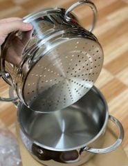 Bộ nồi xửng hấp size 20cm nhà CM Germany, inox 18/10