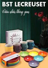 Bộ bát, đĩa, cốc cầu vồng Lecreuset