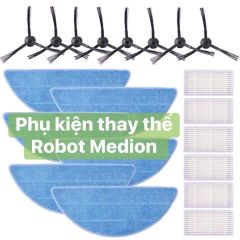 PHỤ KIỆN SƠ CUA CHỔI - LỌC -GIẺ LAU CHO ROBOT HÚT BỤI MEDION CÁC ĐỜI