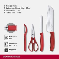 Bộ dao kèm nạo 4 món màu đỏ Victorinox