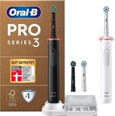 Set 2 bàn chải điện cao cấp ORAL-B Pro Series 3 3900 Plus màu đen và trắng