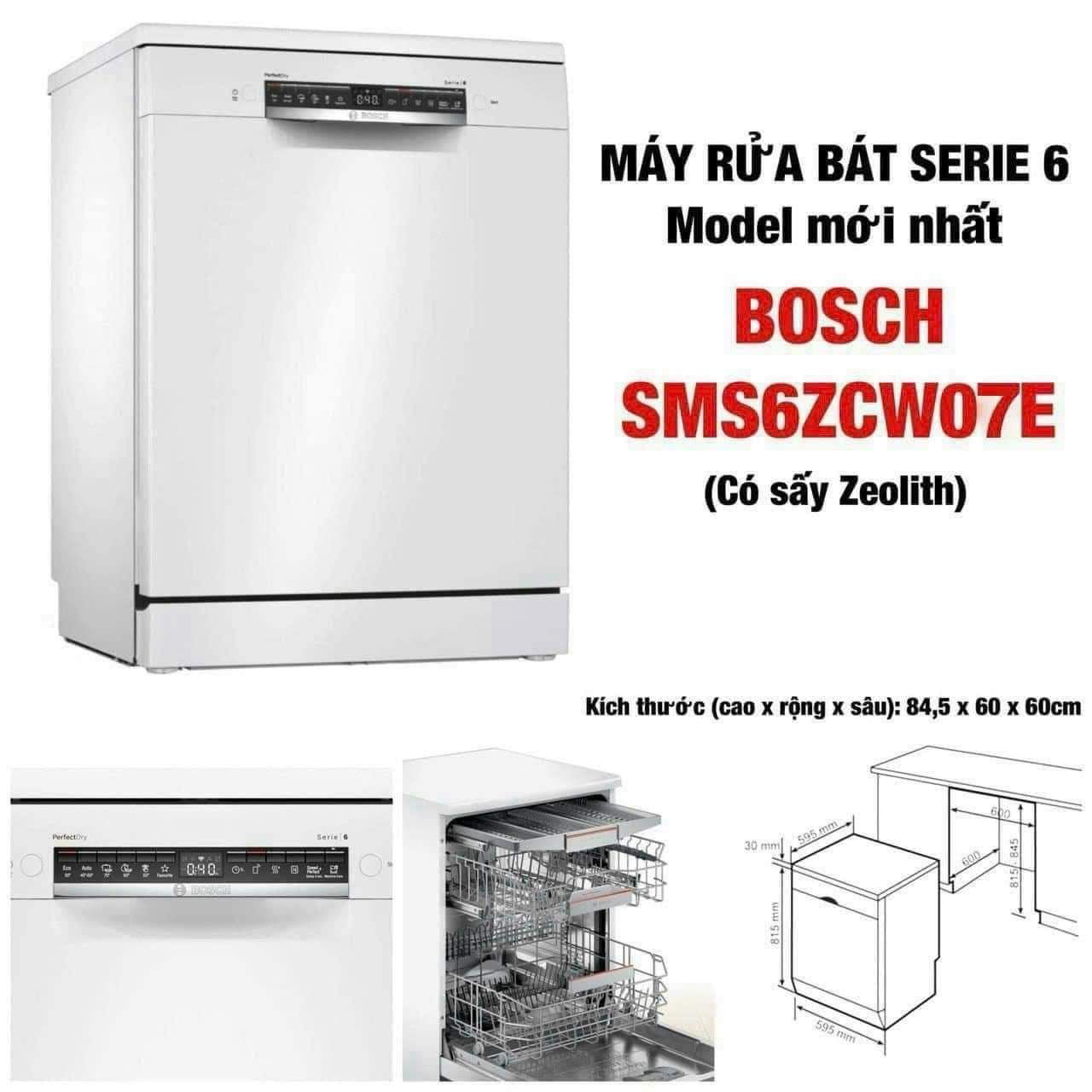 MÁY RỬA BÁT BOSCH SMS6ZCW07E – ĐỘC LẬP NHƯNG VẪN LẮP ÂM SIÊU ĐẸP