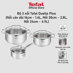 Bộ nồi inox TEFAL Duetto Plus set 3 món G719S674