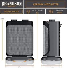 Quạt sưởi gốm Brandson 1500W màu đen bạc/trắng