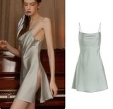  Váy lụa xẻ D566 