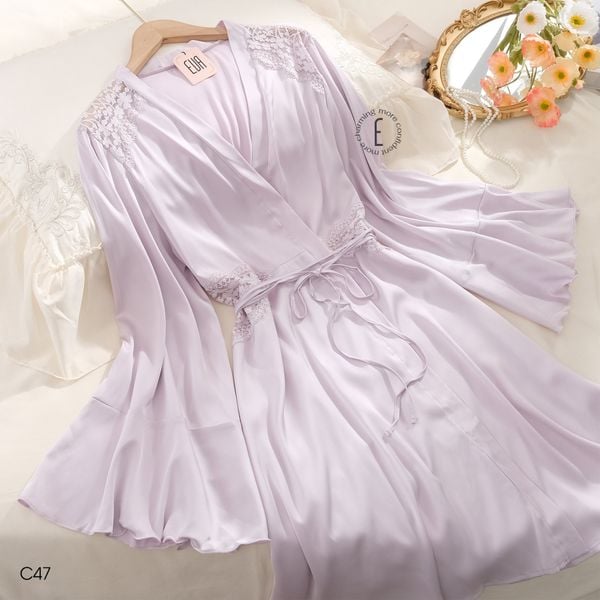  Choàng lụa phối ren C47 