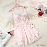  Váy lụa caro hồng D1508 