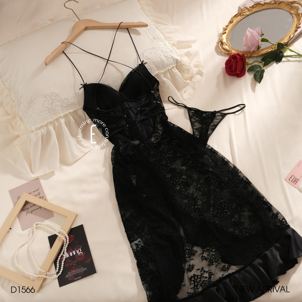  Váy lụa phối lưới D1566 