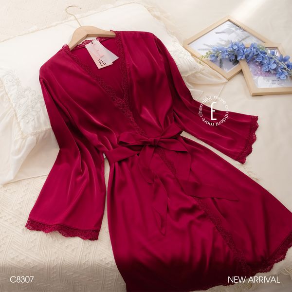  Choàng lụa đỏ C8307 