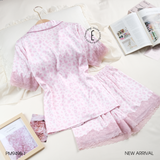  Pyjama lụa satin phối ren hoạ tiết beo ngắn PM9498-1 