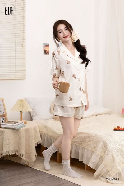 Pyjama lụa ngắn bear PM8234-1 
