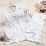  Bộ pyjama lụa chữ xanh PM9933 