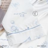  Bộ pyjama lụa chữ xanh PM9933 