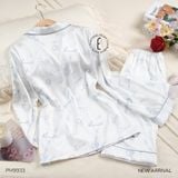  Bộ pyjama lụa chữ xanh PM9933 