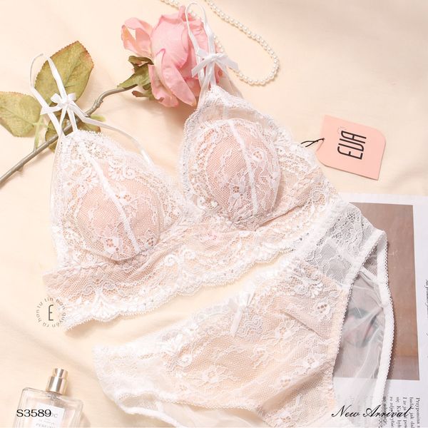  BỘ LÓT REN CỔ V PHỐI DÂY SATIN S3589 