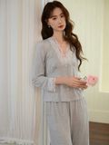  Bộ thun tiểu thư dài xám PM8753 