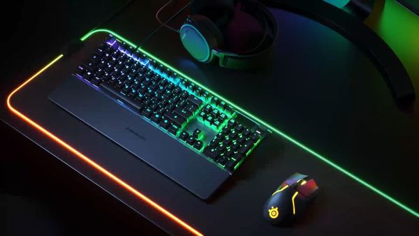 Bàn phím gaming có dây SteelSeries Apex 5 màu đen, led RGB, màn hình phụ, 20 triệu lần clicks, bảo hành 1 năm