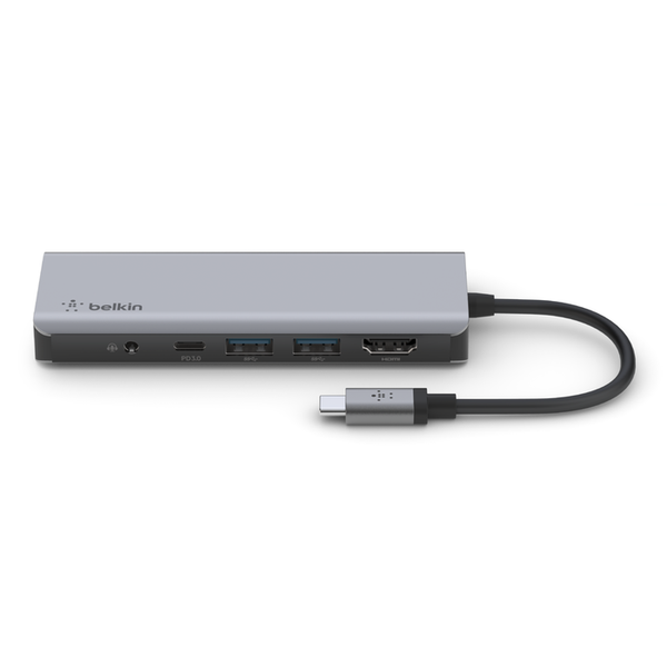 Hub chuyển đổi Belkin 7 trong 1 USB-C Multiport - HDMI 4K 30Hz, 100W PD, 2xUSB-A 3.0, 3.5 mm audio, SD 3.0,microSD 3.0