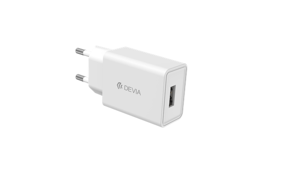 Bộ sạc Devia Adapter 10W Smart Series, cáp A-C màu trắng - Hàng chính hãng